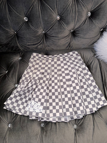 Checkered Pleated Skirt