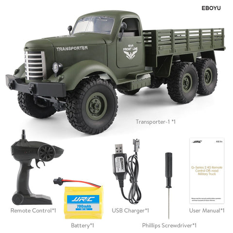 JJRC Q60 RC Car 1/16 RC Truck 2.4G 6WD RC Off-road Crawler Military Truck Army Car Children Gift Kids Toy for Boys RTR