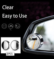 2Pcs Car Rearview Sucker Mirrors 360° Blind Spot Mirror Adjustable Round Frame Convex Wide-angle Clear Rearview Auxiliary Mirror