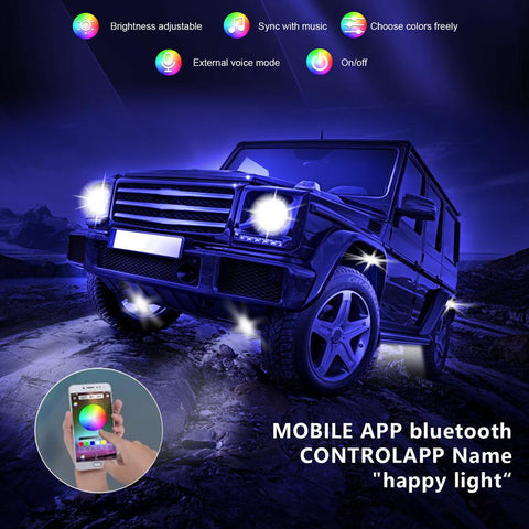 RGB LED Rock Lights Kits Multicolor Exterior Waterproof Underglow Neon Light Kits For ATV UTV SUV Off Road Auto