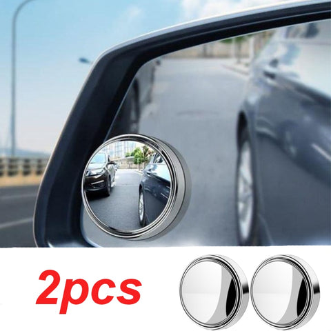 2Pcs Car Rearview Sucker Mirrors 360° Blind Spot Mirror Adjustable Round Frame Convex Wide-angle Clear Rearview Auxiliary Mirror