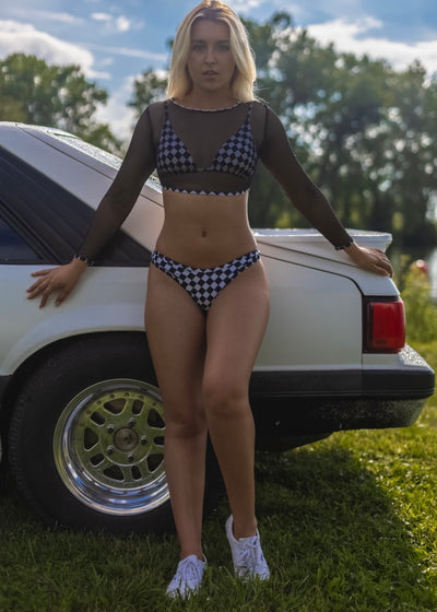 Checkered Bikini W/Mesh Top